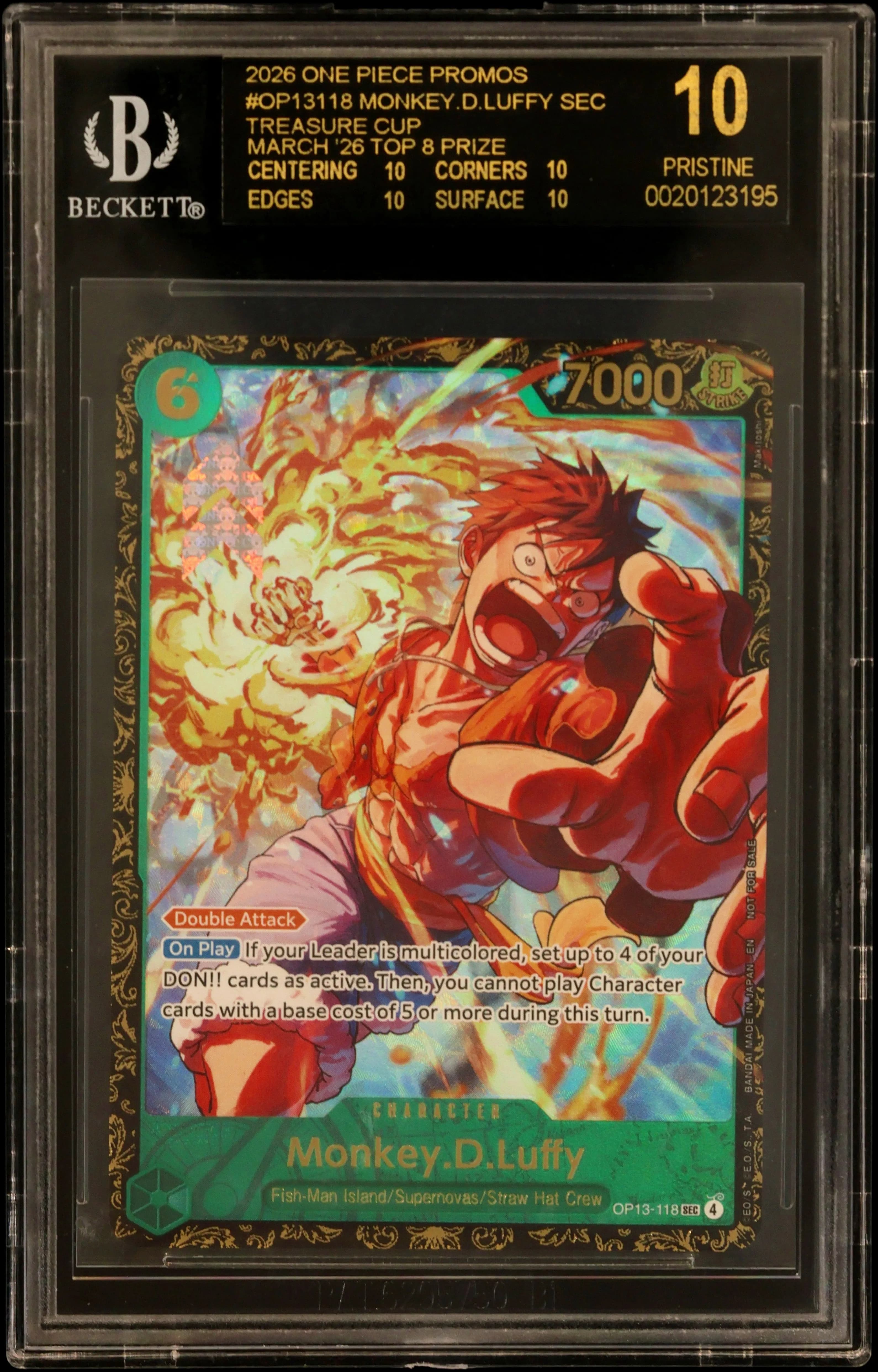 2026 Monkey.D.Luffy SEC Treasure Cup Top 8 Prize, graded Beckett g10b